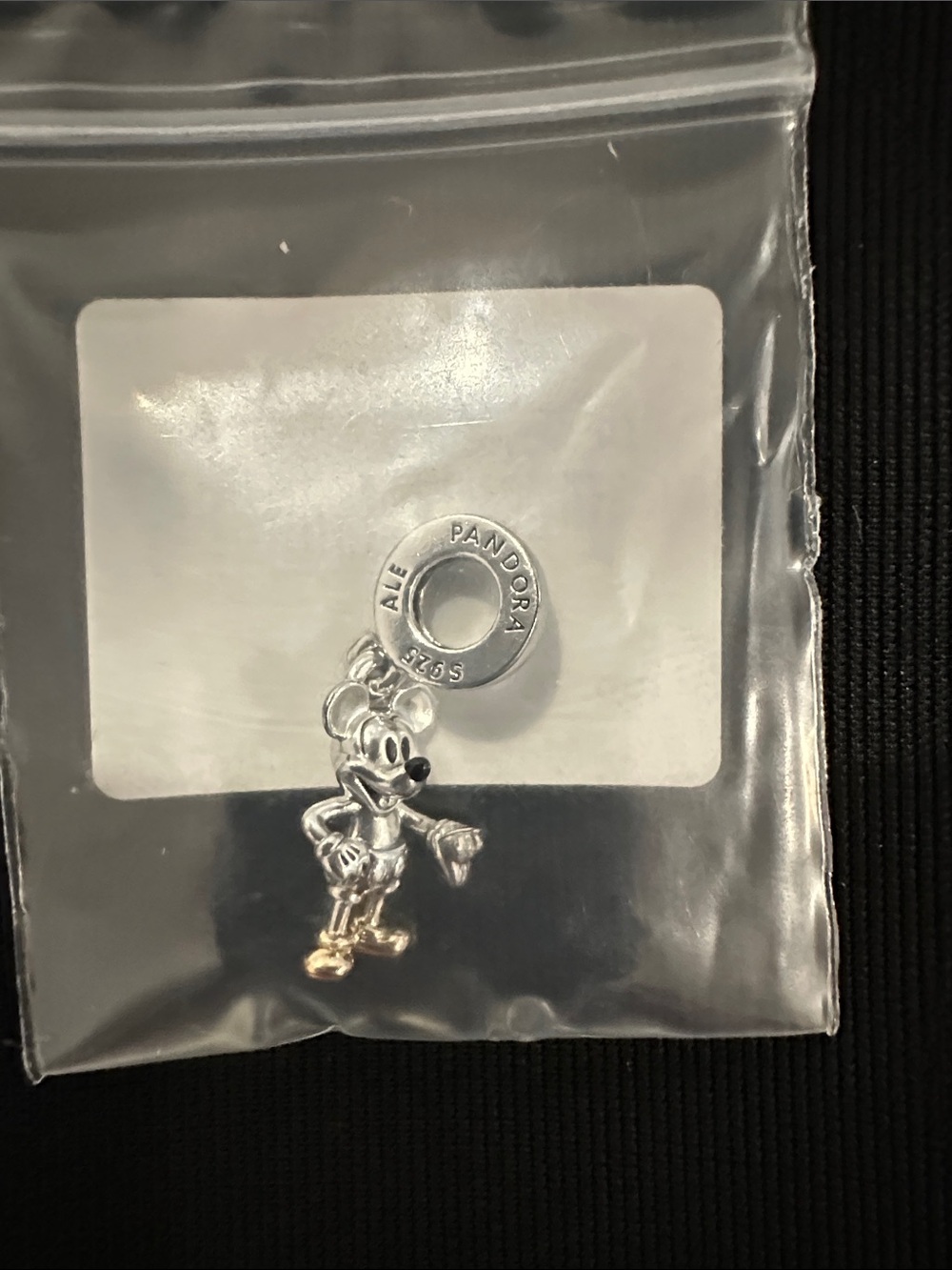 Authentic Pandora (925) Sterling Silver Mickey Mouse Charm with 14K Gold Shoes